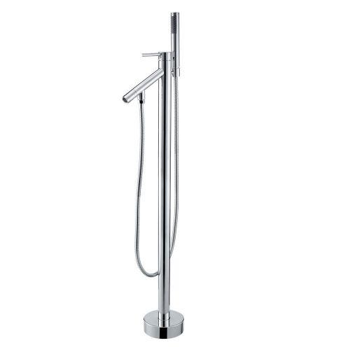 Modern Floor Mount Clawfoot Tub Filler Faucet With Handshower in Chrome Finished