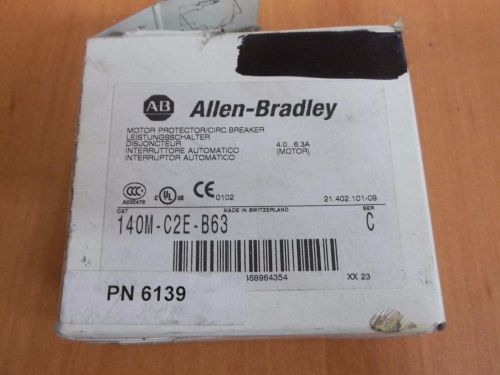 New ALLEN BRADLEY 140M-C2E-B63 SERIES B MOTOR PROTECTOR CIRCUIT BREAKER 4-6.3A