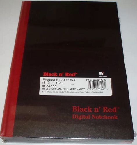 2 x 3Pk Black N&#039; Red Digital Notebook SEALED 96pg x 6 Casebound Hardcover A66656