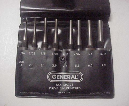 General Tools SPC-75 8 pc. Drive Pin Punch Set with Holder - Made in USA