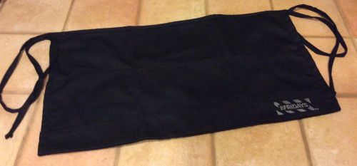 TGI Friday&#039;s Logo Waiter Black Uniform Apron 6-Pockets Half Bib Waist Tie