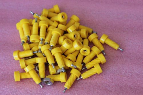 50 yellow  2mm female jacks with nuts, 1/4&#034;  panel mount