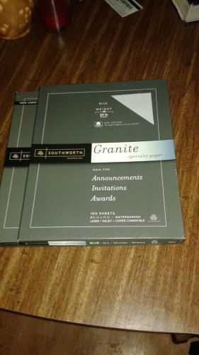 2 Boxes of Southworth Granite Paper - Blue - 24 LB- Resume - 100 sheets each box