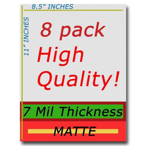 7 Mil Matte Full Sheet Laminates - 8 PACK (8.5&#034;x11&#034;)  Ships within 1 Day! CHEAP!