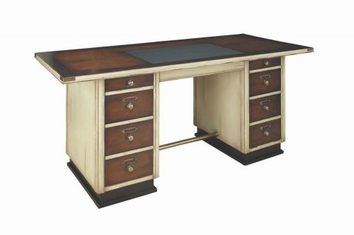 Authentic Models Campaign Executive Desk Ivory Replica Colonial Furniture