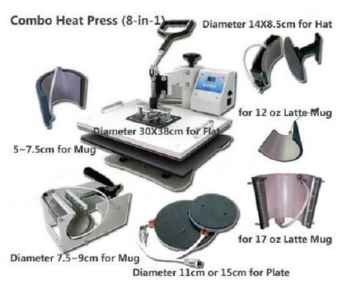 New Combo Heat Press Machine 8 In 1 Multiuse Heat Transfer Specialty Printing