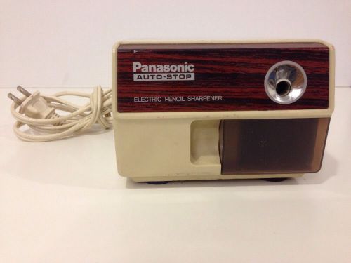 Panasonic Auto Stop KP-110 Electric Pencil Sharpener Beige Wood Grain Vintage