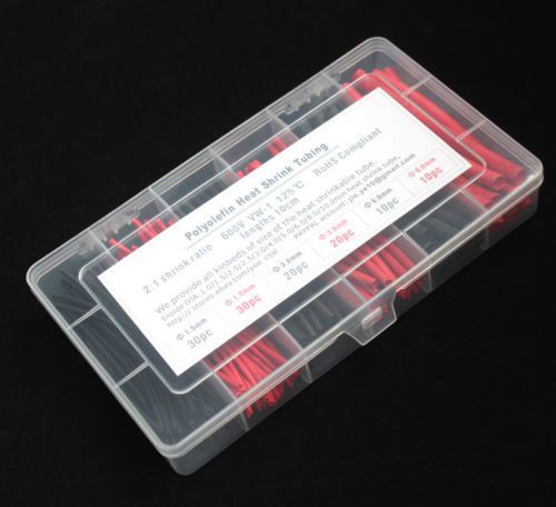 Heat shrinkable tubing two colors ?1.5 ?3 ?6mm 120pcs box black &amp; red 3 size for sale