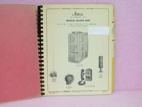 Motorola manual universal railroad radio instruction manual w/schematics for sale