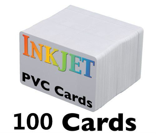 100 PVC Cards 30 Mil - ID Printer - Blank White, Credit Card size