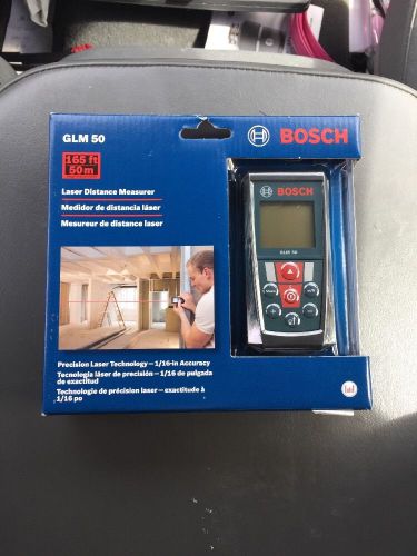 Bosch glm50 laser distance measurer w/ 165-feet range and backlit display new for sale