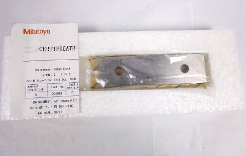 Mitutoyo 5 inch steel gauge gage block 000008 grade 2 fs for sale