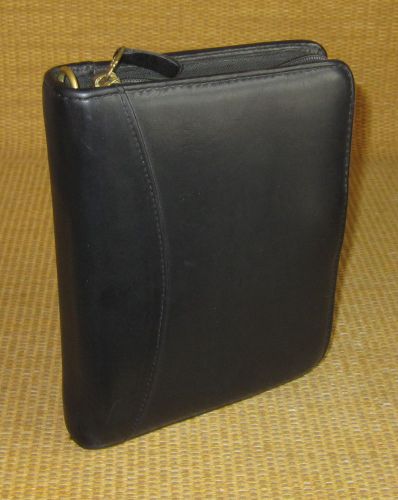 Compact 1.25&#034; rings | black leather franklin covey/quest zip planner/binder usa for sale