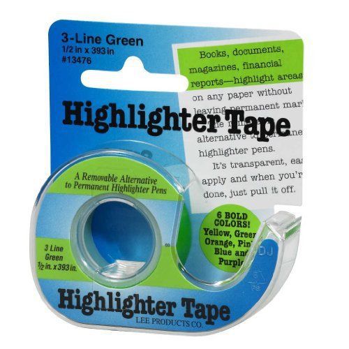 Lee Products Co. 1/2-In Wide 393-In Long Removable Highlighter Tape with Refilla