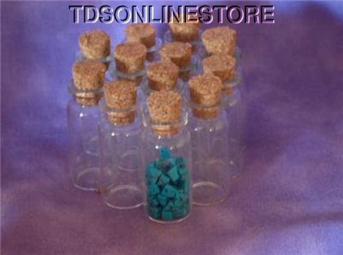 48 GLASS CORKED BOTTLES FOR GEM STORAGE OR BEADS ETC.