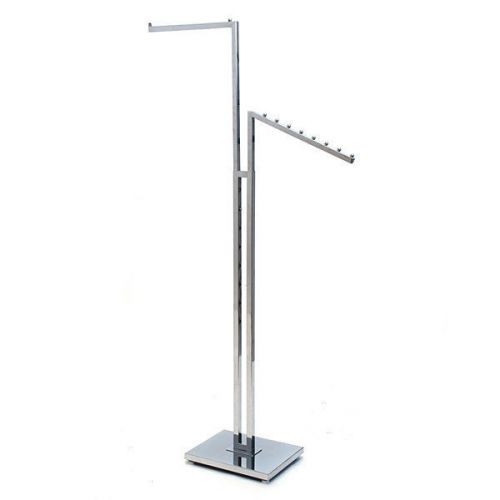 2-way garment rack with 1-16&#034; straight arm and 1- 18.5” slant arm, square tubing