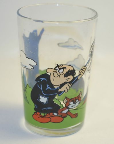 Vintage 1988 Smurf Schtroumpf Payo Gargamel Drinking Glass from France