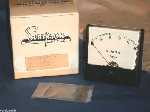 SIMPSON 1327 ANALOG PANEL METER 0-100 AMPS DC EXTERNAL SHUNT