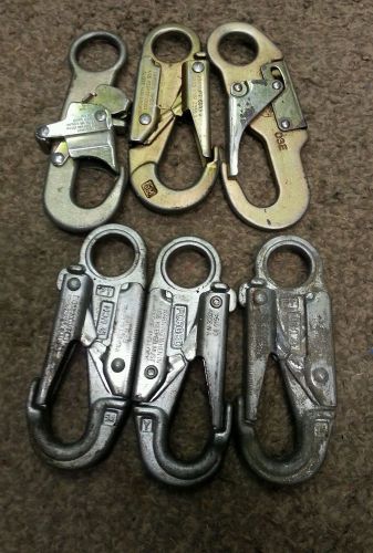 Lot of 6 used lanyard safety hooks Miller and DBI