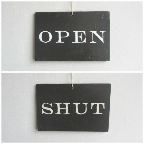 Open closed sign / wood window sign / business restaurant / hand lettered black for sale