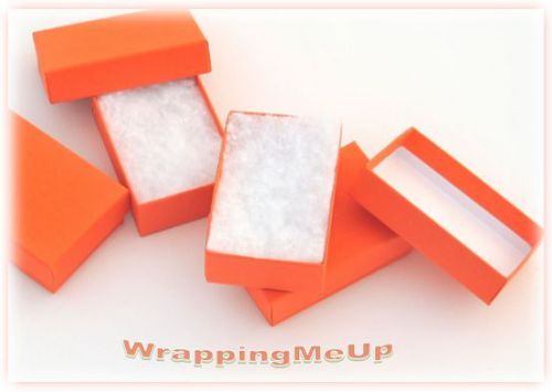 100 Pack -2.5” x 1.5” x 1” Orange Calypso, Cotton Filled, Jewelry / Gift Boxes