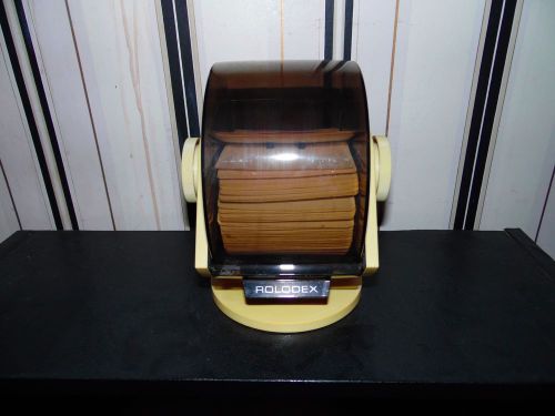Vintage ROLODEX Swivel Business Card File SW-24C Cream Brown 8.25 IN Made in USA