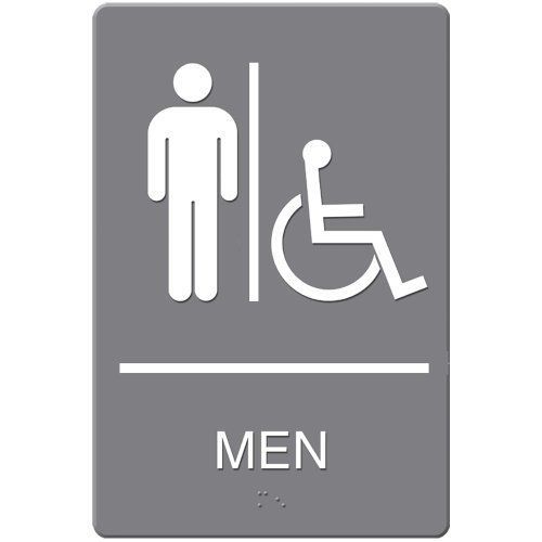 Headline sign ada sign, men restroom wheelchair accessible symbol, molded for sale