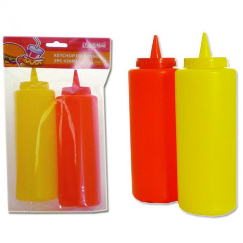 Ketchup &amp; Mustard Dispenser Squeeze Plastic Bottle Condiment BBQ Dining 12oz S35