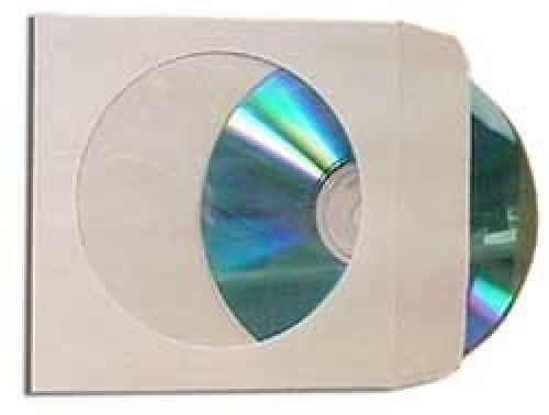 1000 Pieces White CD DVD Paper Sleeves Envelopes Flap Clear Window Organizer New