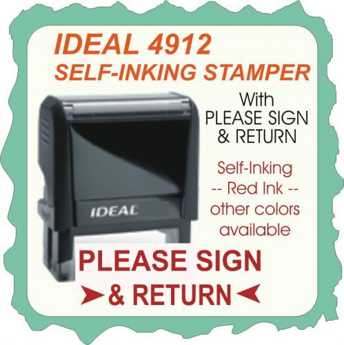 Please Sign &amp; Return, Self Inking Rubber Stamp 4912 Black Ink