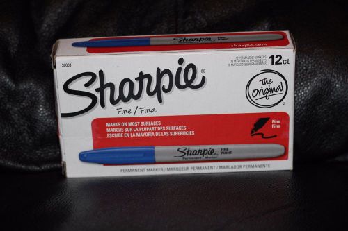 12 Sharpie Blue Permanent Fine Point Markers New