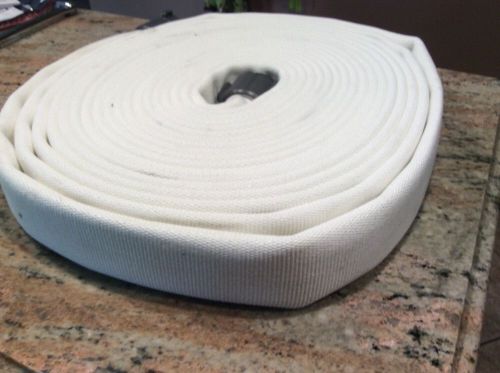 50ft section white Superior Fire Hose firefighting 1.75&#034; dia w/ 1.5&#034; NH fittings
