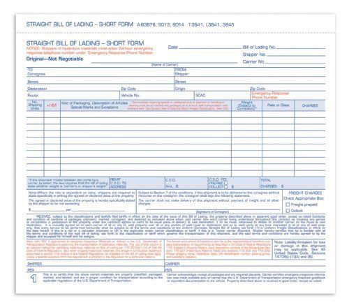 Adams Bill of Lading Short Form  8.5 x 7.44 Inches  White  3-Part  250-Count (B3