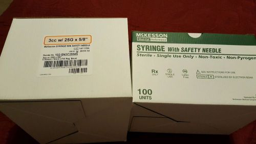 McKesson 102-SN3C2558S 3cc Syringe w/Safety Ndle 25g x 5/8 ~ Box of 100 lot of 2