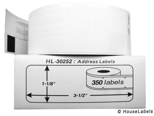 DYMO-Compatible 30252 Address Labels (1-1/8&#034; x 3-1/2&#034;) -- BPA Free! (12 Rolls...