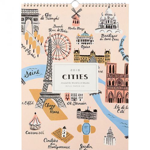 NEW - Rifle Paper Co. -  2016 Wall Calendar - &#034;Cities&#034; - SALE - 72% OFF