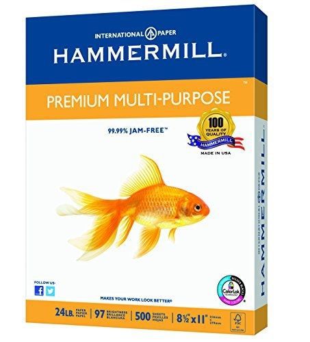 Hammermill Premium Multi-Purpose Paper, 24lb, 8 1/2 x 11, 97 Bright, 500