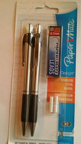 Papermate mechanical pencil stainless steal Barrel  2pk 0.7mm