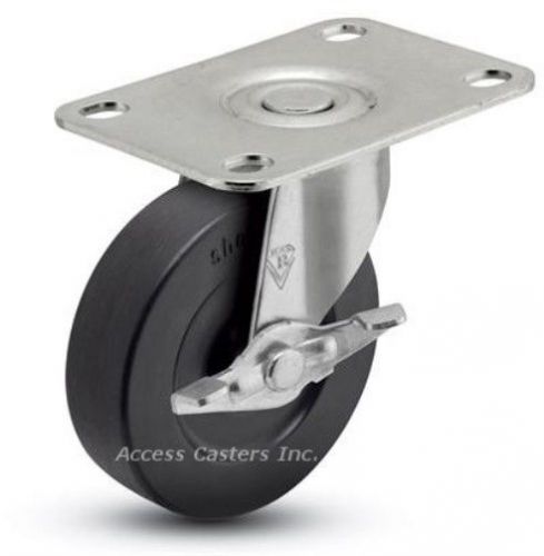2spcrsb-108 2&#034; swivel caster w/ brake, soft rubber wheel, 1-3/4&#034; x 2-5/8&#034; plate for sale