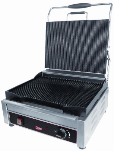 GMCW COMMERCIAL SINGLE PANINI GRILL 14&#034; X 11&#034; GROOVED SURFACE - SG1LG