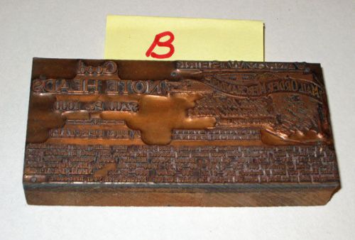 antique Vintage PRINTING PLATE *MAIL ORDER MERCHANDISE* copper on Wood