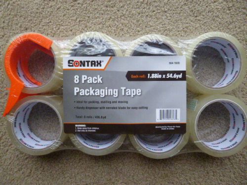 Packing Tape and Dispenser with 8 Rolls, each roll 1.88 inches x 54.6 Yards