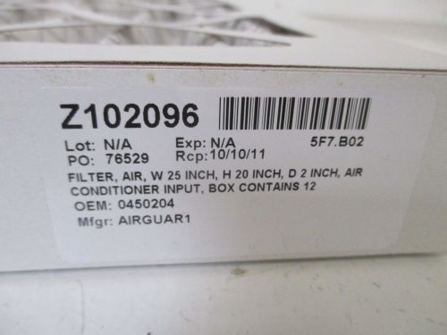 AIRGUARD 0450204 AIR CONDITIONER FILTER INPUT *ORIGINAL PACKAGE*