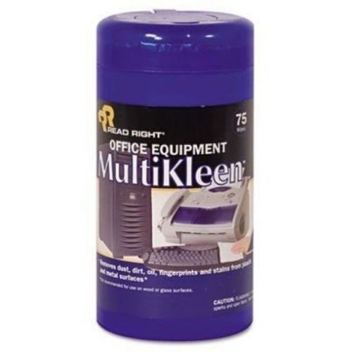 Read Right Office Equipment MultiKleen Cleaning Wipes, 75 Wipes per Pop-Up Tub