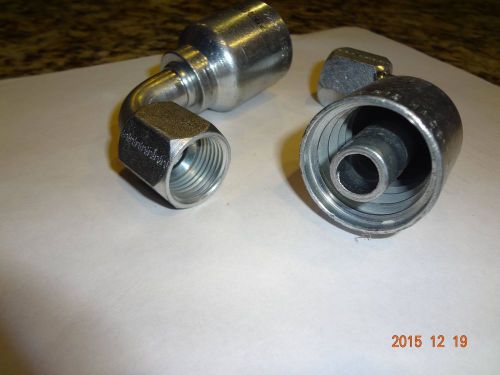 (2) PARKER 13971-10-10 crimp assembly 90 degree  hydraulic hose end