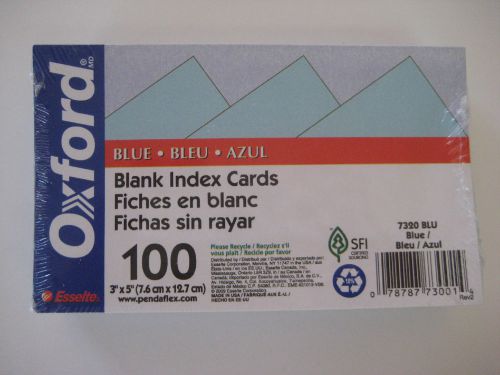 NEW SEALED 100 Esselte Oxford Blank 3 X 5 Index Cards - BLUE