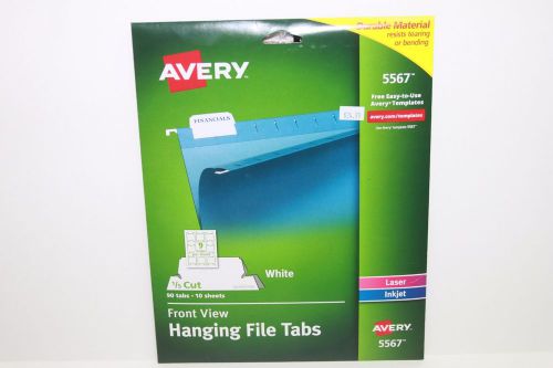 Avery Front-View Printable Hanging File Tabs, 1/5 Cut, Pack of 90 tabs 5567 New