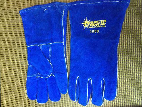 NEW LEATHER WELDING GLOVES LARGE PACIFIC welding supplies blue 1080 STICK ARC