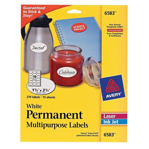 Avery White Oval Labels White Permanent Pack of 270  (6583) Each Avery
