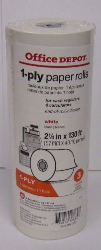 Office Depot 1 Ply 2 1 4 Inch X 130FT White Paper Rolls Pack Of 3 Brand New
